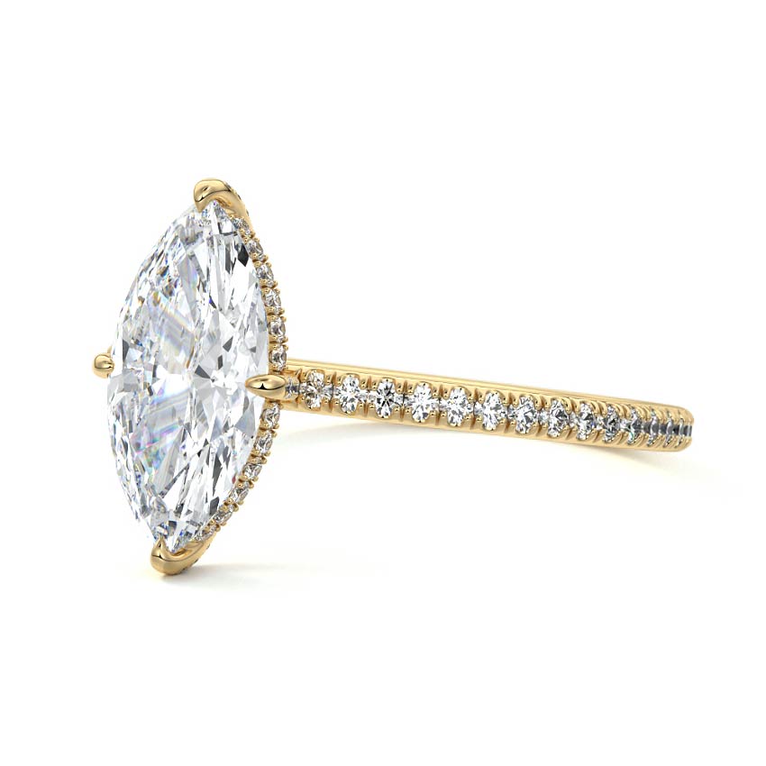 3.50 Carats Lab Grown Diamond Marquise Shape E-VS1 Hidden Halo & Pave Engagement Ring