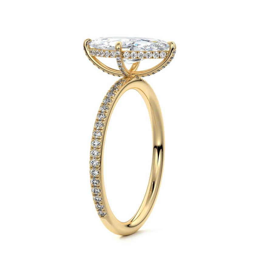 3.50 Carats Lab Grown Diamond Marquise Shape E-VS1 Hidden Halo & Pave Engagement Ring