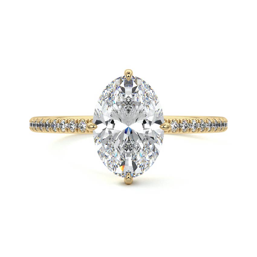 2.50 Carats Lab Grown Diamond Oval Shape E-VS1 Hidden Halo & Pave Engagement Ring