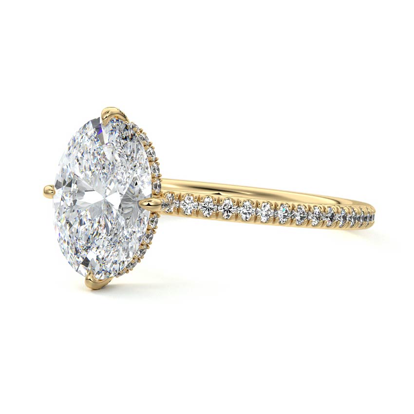 2.50 Carats Lab Grown Diamond Oval Shape E-VS1 Hidden Halo & Pave Engagement Ring