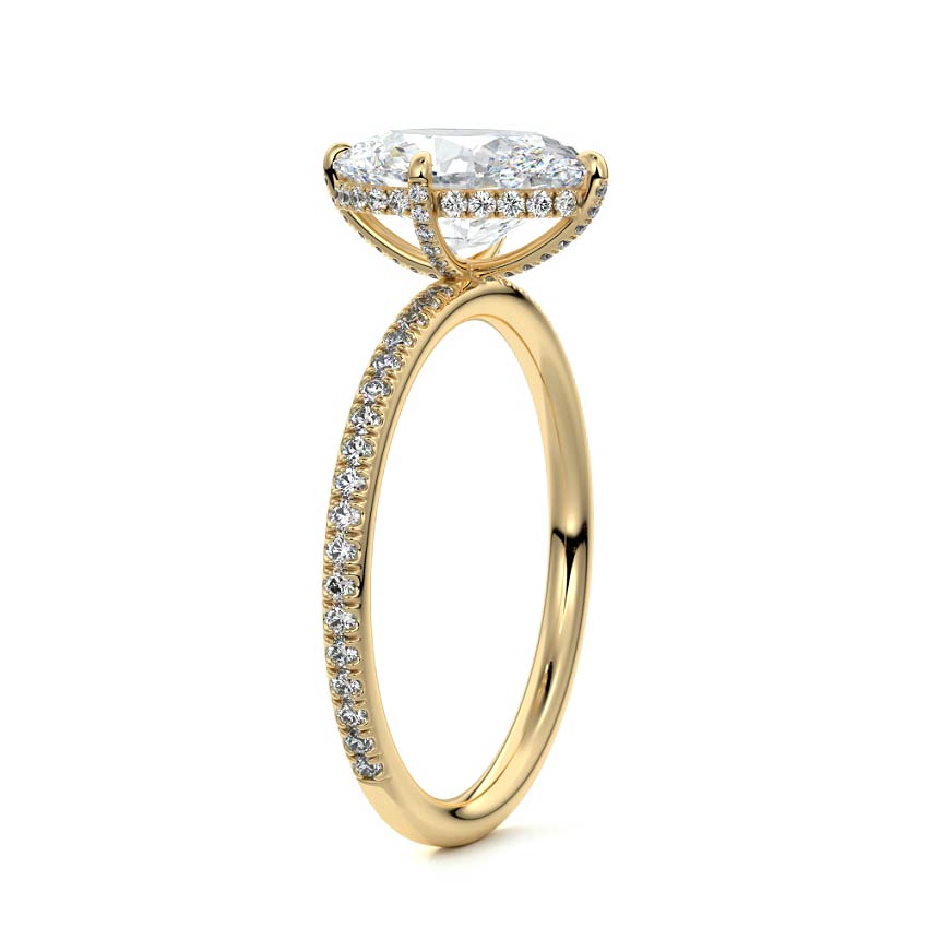 2.50 Carats Lab Grown Diamond Oval Shape E-VS1 Hidden Halo & Pave Engagement Ring