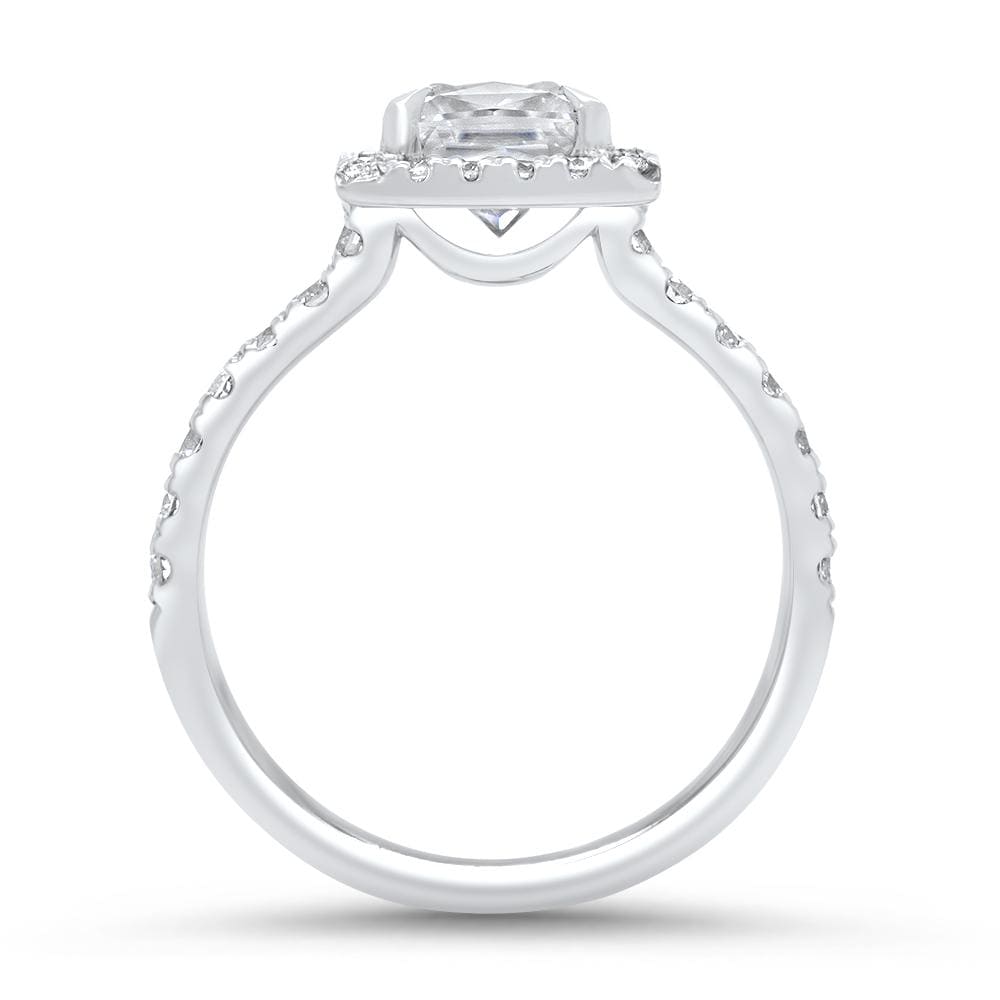 1.03 Carats Princess Shape Moissanite Halo & Pave Engagement Ring