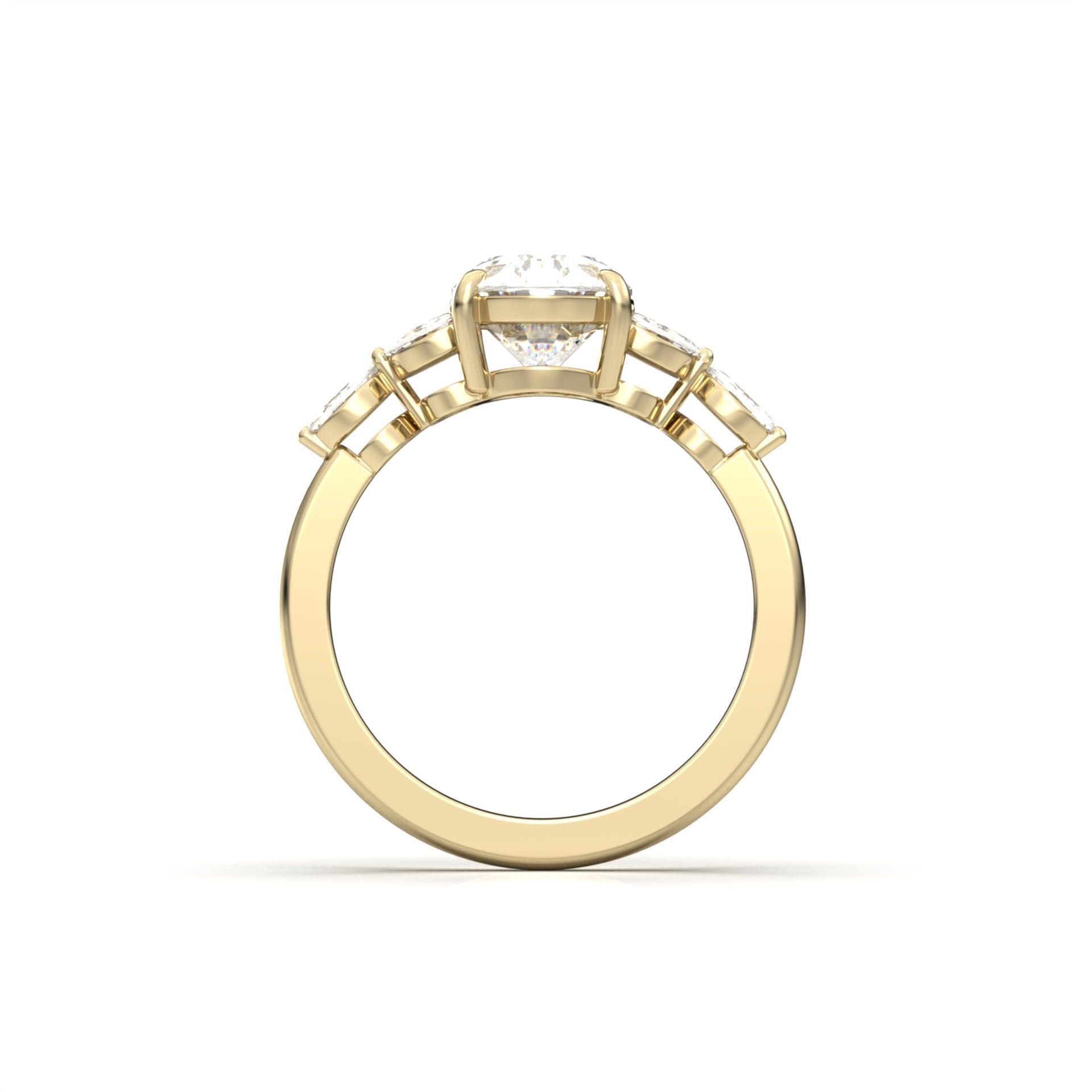 2.0 Carats Oval Moissanite Cluster Engagement Ring