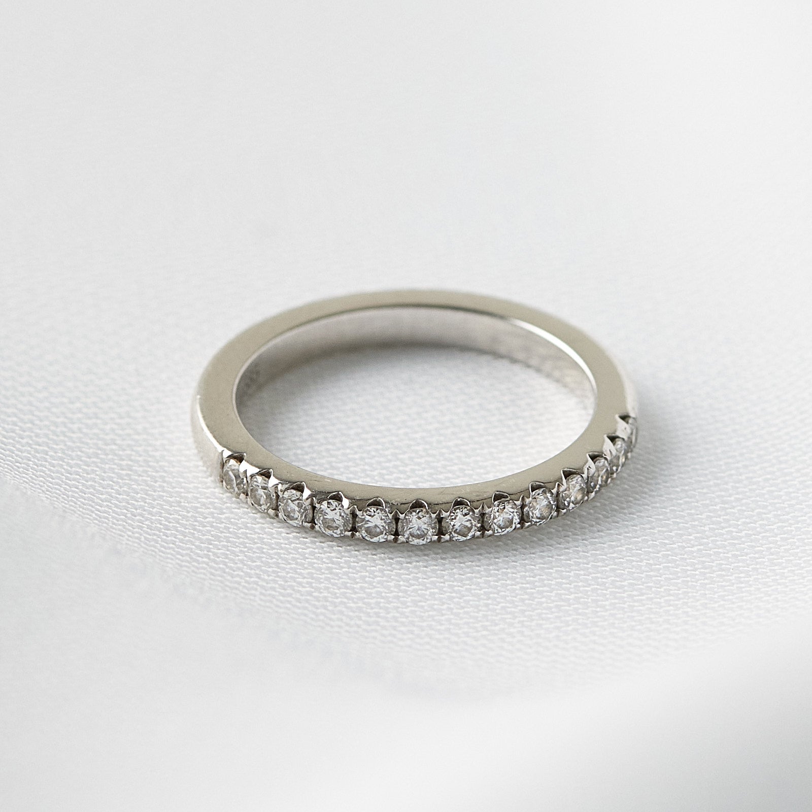 0.45 Carats Moissanite Round Shape Half Pave Wedding Band