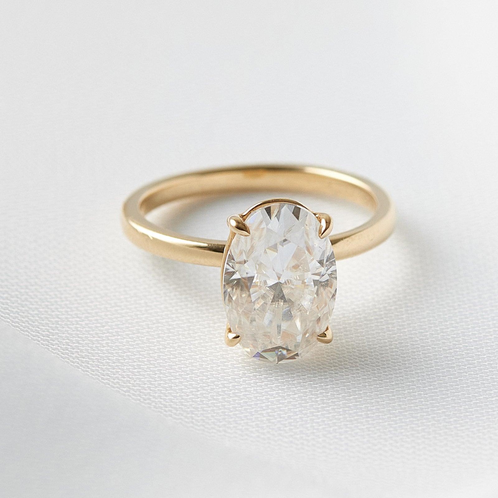 1.0 Carats Oval Shape Moissanite Solitaire Engagement Ring