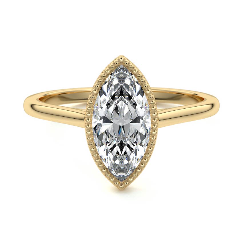 4.0 Carats Lab Grown Diamond Marquise Shape E-VS1 Milgrain Solitaire Engagement Ring