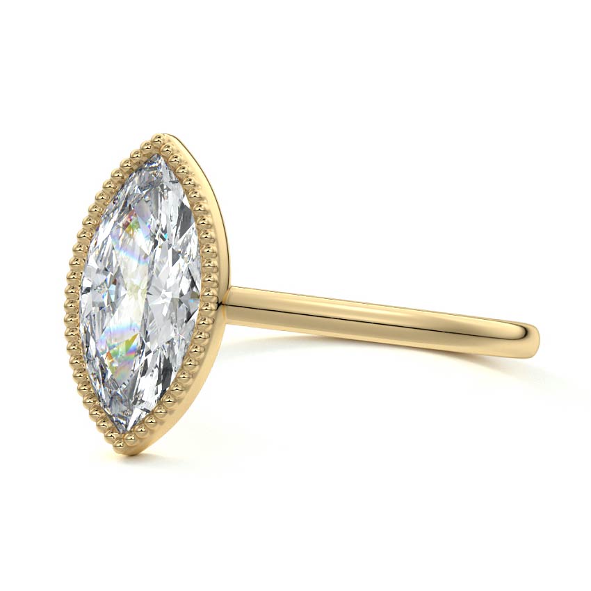 4.0 Carats Lab Grown Diamond Marquise Shape E-VS1 Milgrain Solitaire Engagement Ring