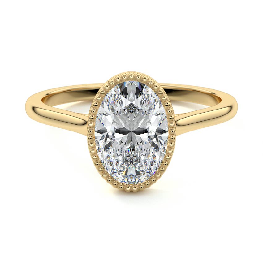 4.0 Carats Lab Grown Diamond Oval Shape E-VS1 Milgrain Bezel Engagement Ring
