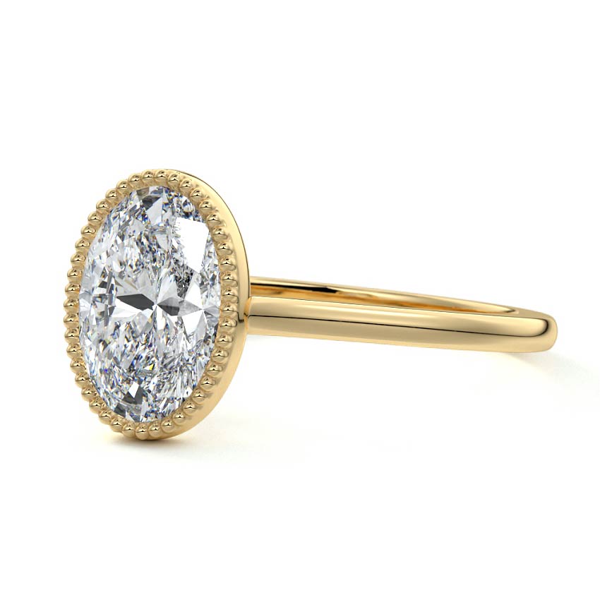 4.0 Carats Lab Grown Diamond Oval Shape E-VS1 Milgrain Bezel Engagement Ring