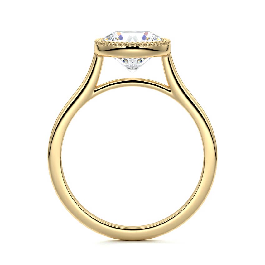 1.0 Carats Lab Grown Diamond Round Shape F-VS1 Milgrain Solitaire Engagement Ring