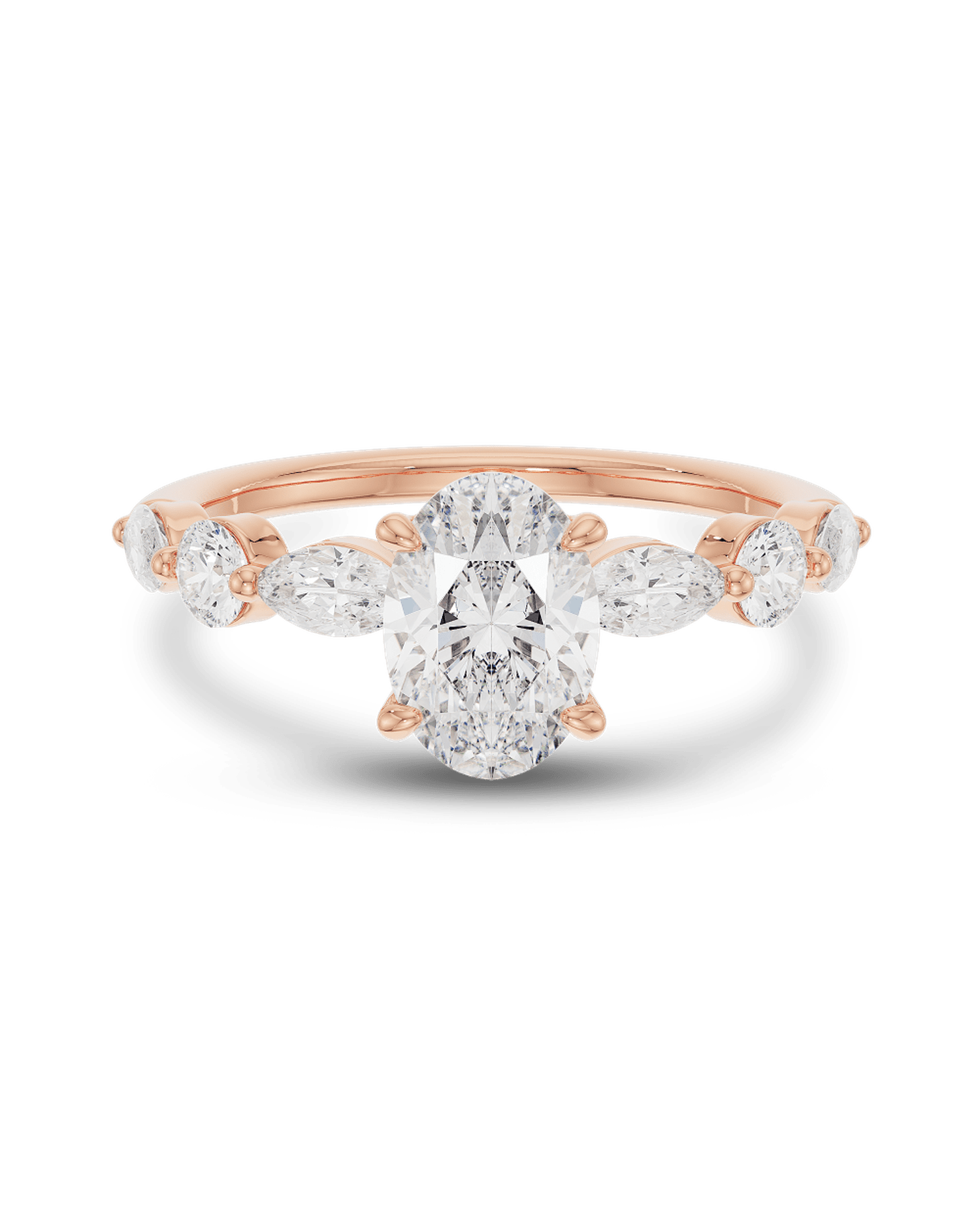 1.30 Carats Oval Shape Moissanite Pave Engagement Ring