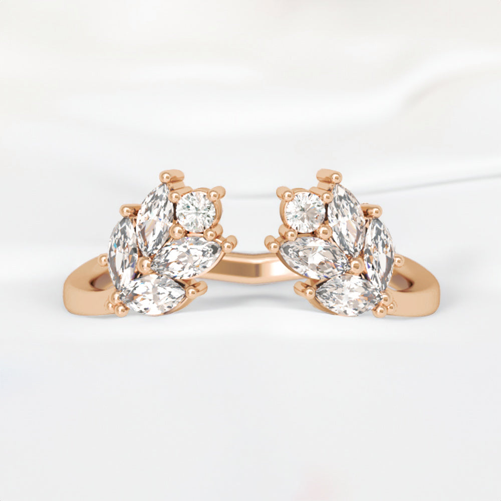 0.25 Carats Moissanite Round & Pear Shape Open Wedding Band