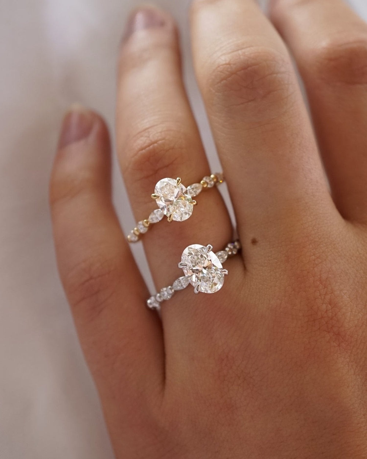 1.30 Carats Oval Shape Moissanite Pave Engagement Ring