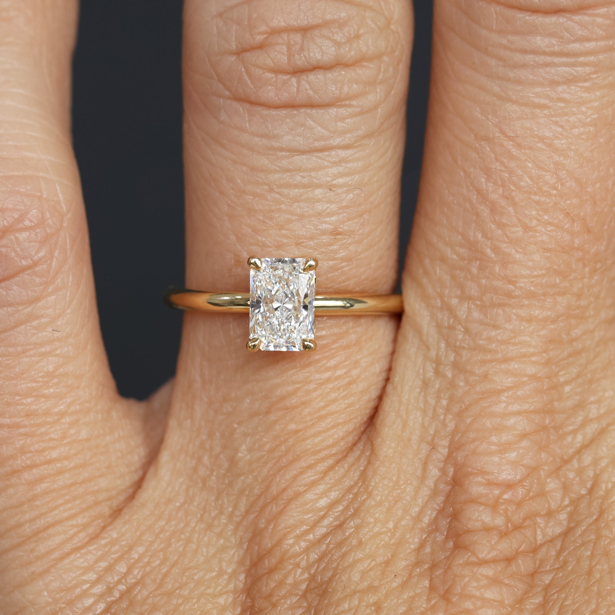 1.0 Carats Radiant Shape Moissanite Solitaire Engagement Ring