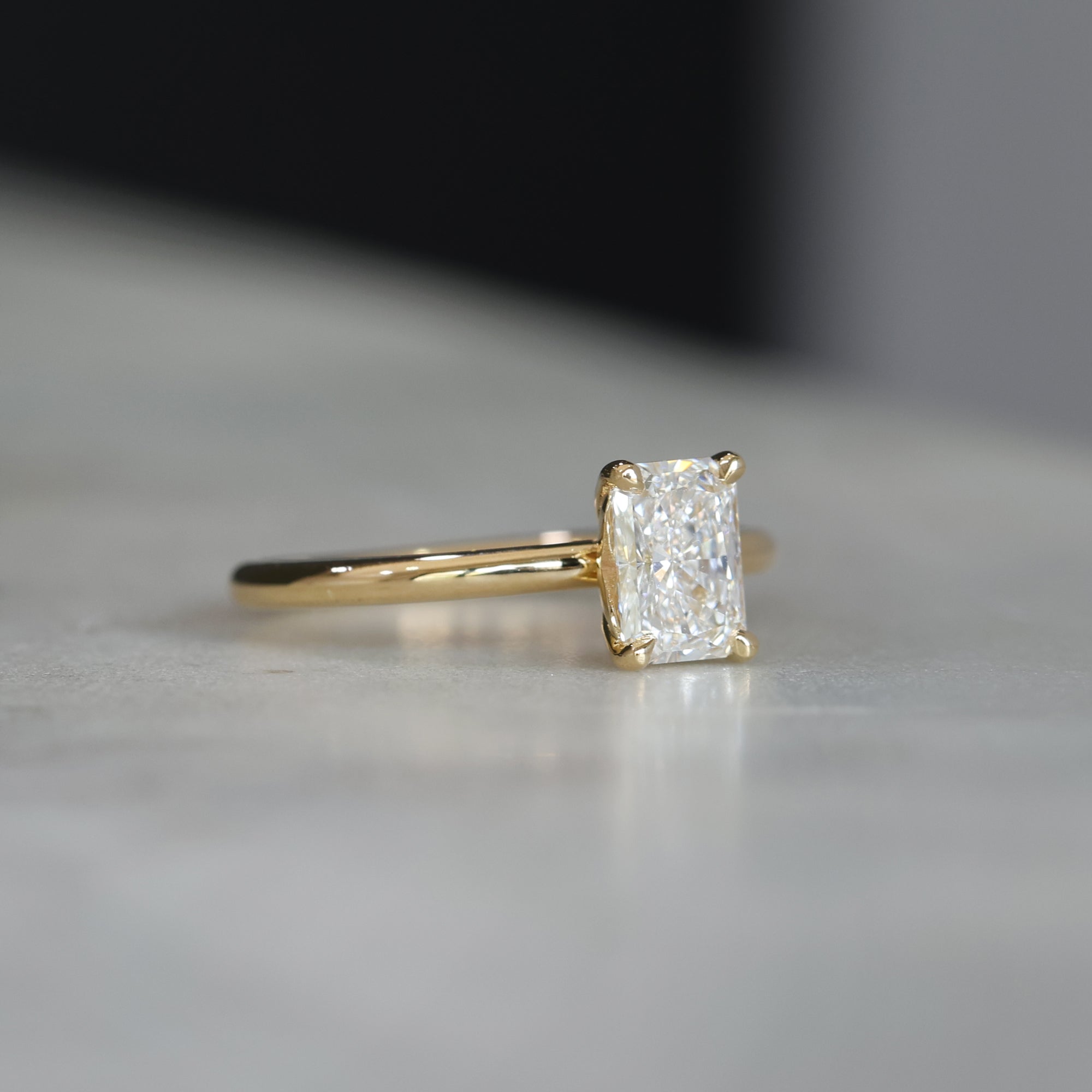 1.0 Carats Radiant Shape Moissanite Solitaire Engagement Ring