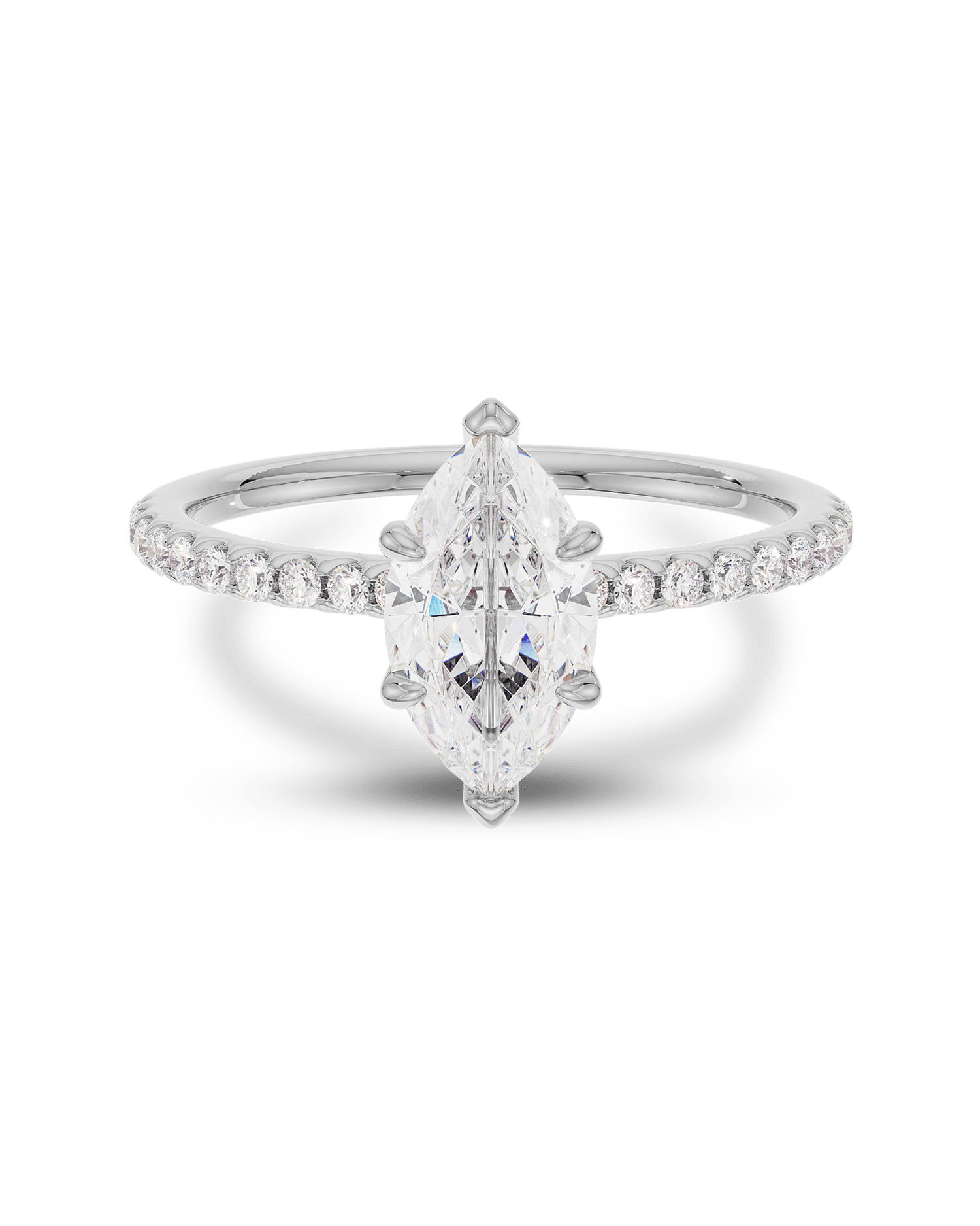 1.50 Carats Marquise Shape Moissanite Pave Engagement Ring
