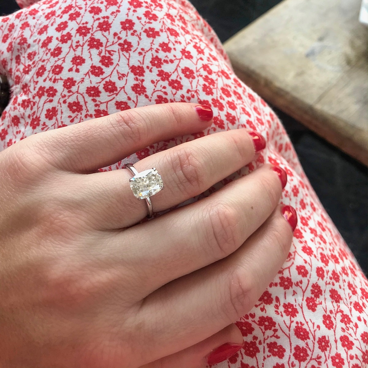 3.0 Carats Cushion Shape Moissanite solitaire Engagement Ring
