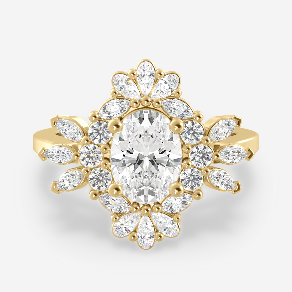 1.25 Carats Oval Shape Moissanite Vintage Engagement Ring
