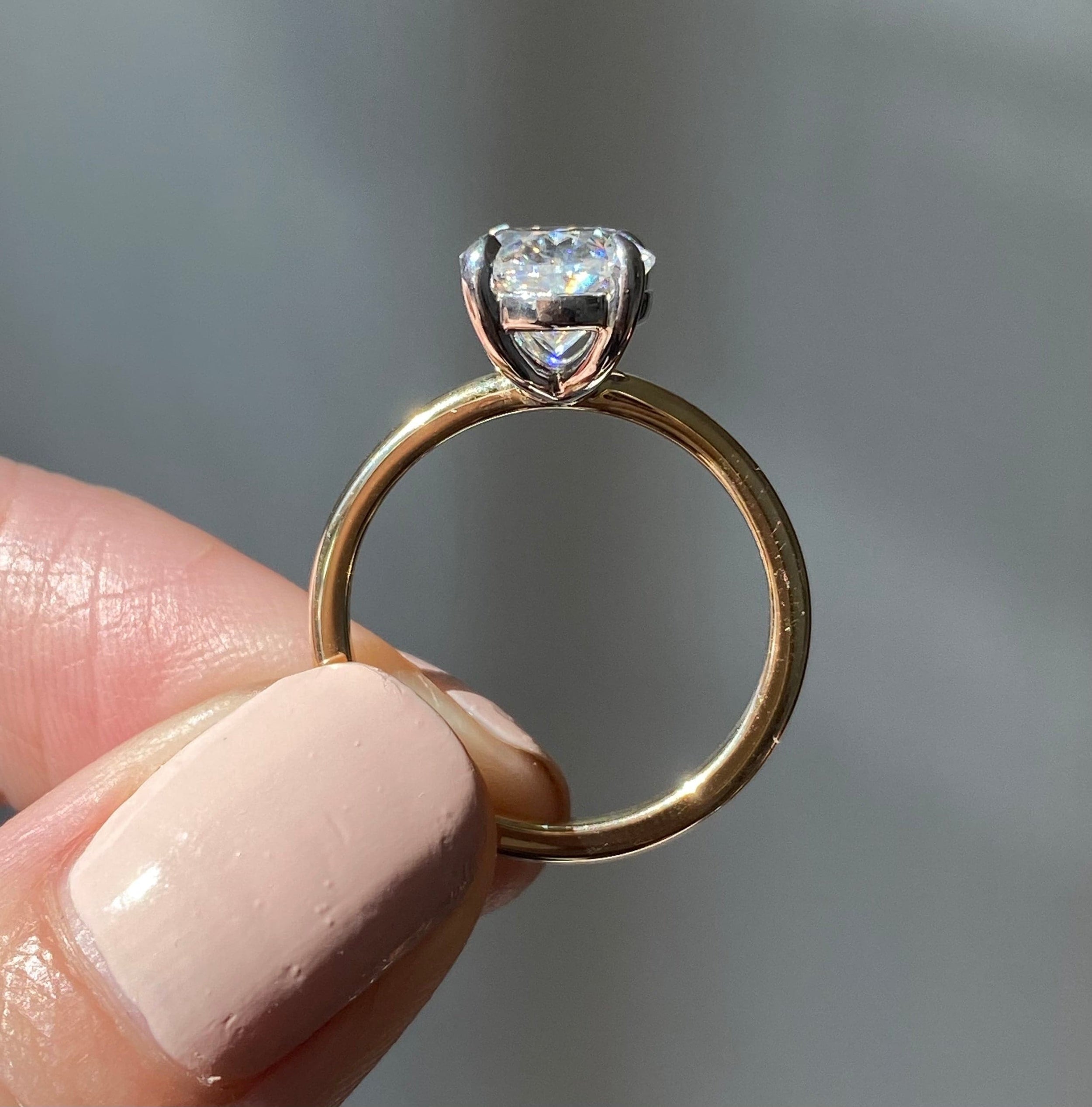 3.0 Carats Oval Shape Moissanite Solitaire Engagement Ring