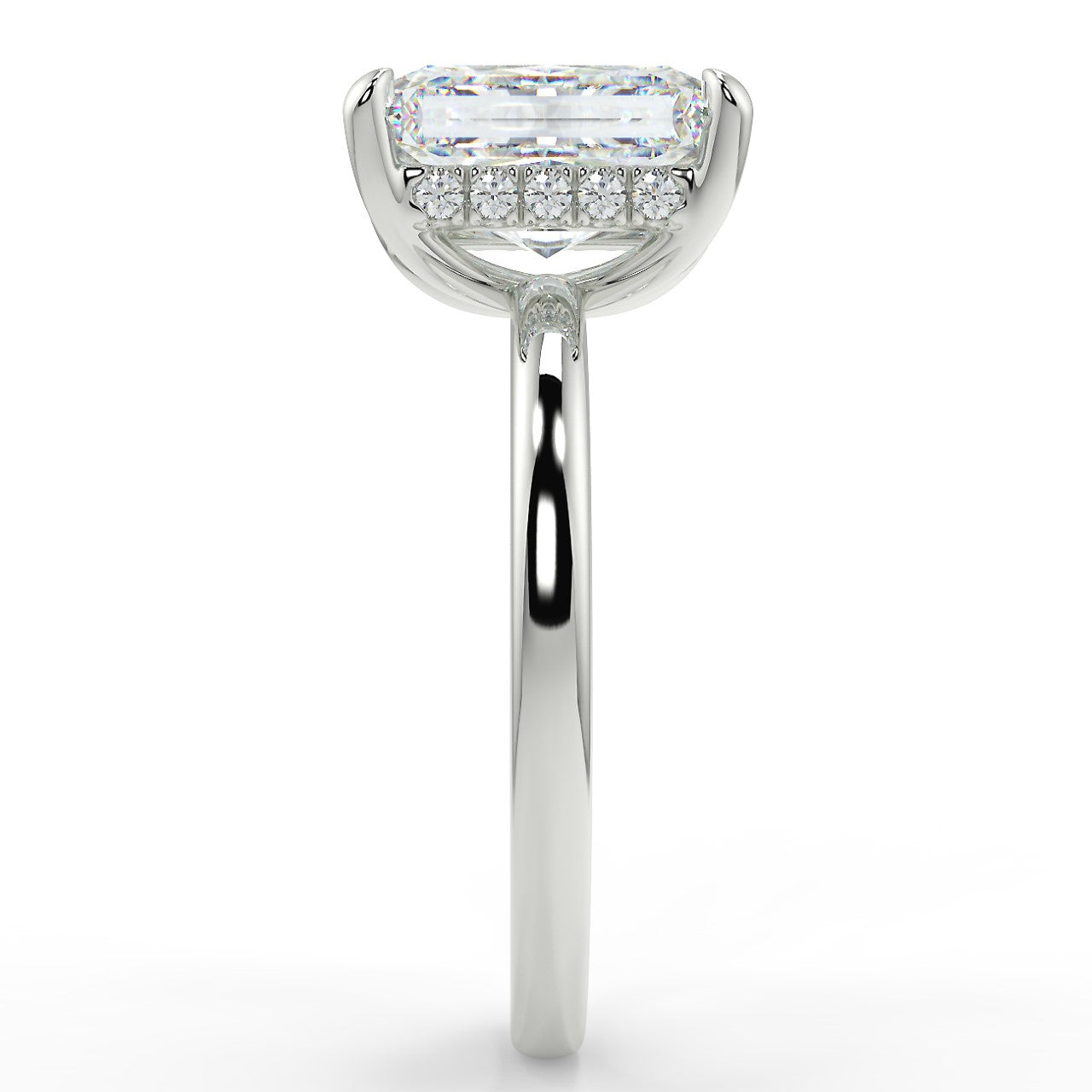 3.0 Carats Radiant Shape Moissanite Hidden Halo Engagement Ring