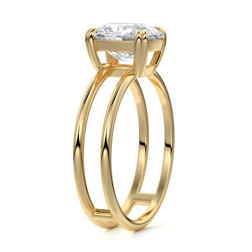 1.50 Carats Lab Grown Diamond Cushion Shape F-VS1 Solitaire Double Band Engagement Ring