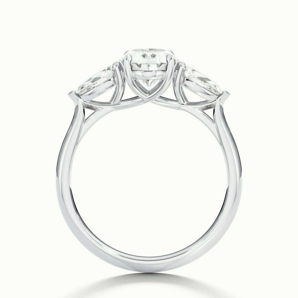 1.0 Carats Lab Grown Diamond Oval Shape E-VS2 Three Stone Engagement Ring