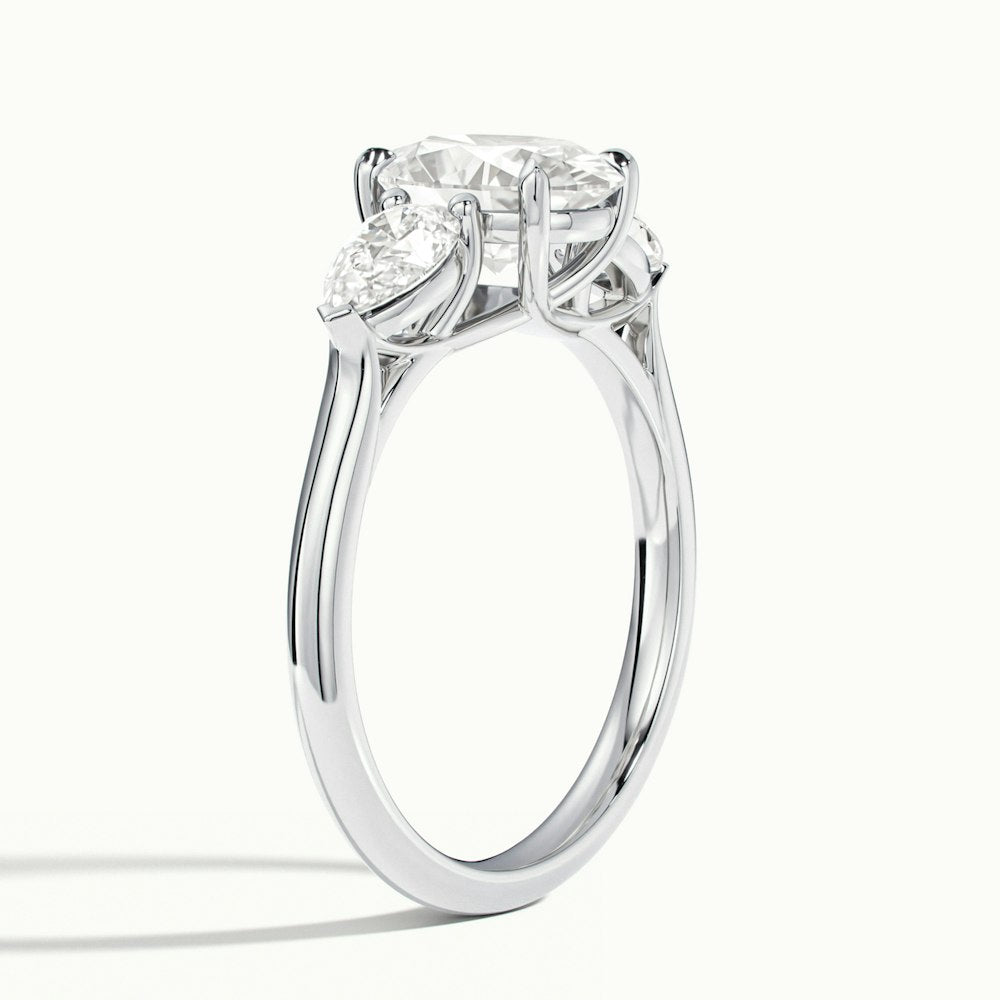 1.0 Carats Lab Grown Diamond Oval Shape E-VS2 Three Stone Engagement Ring