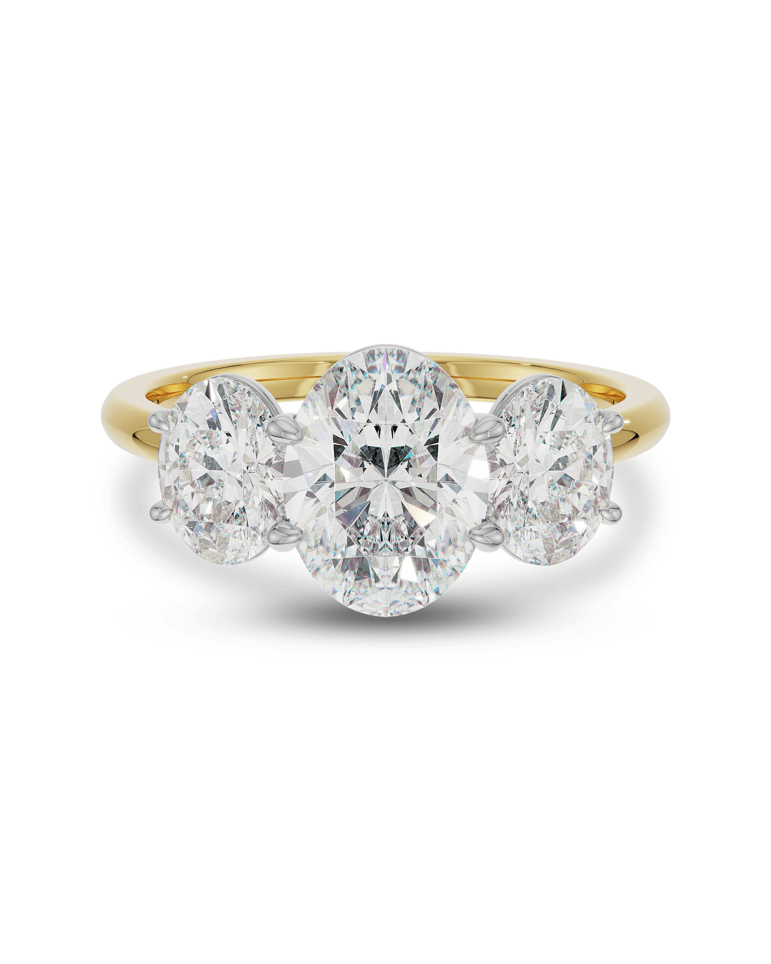 1.30 Carats Oval Shape Moissanite Three Stone Engagement Ring