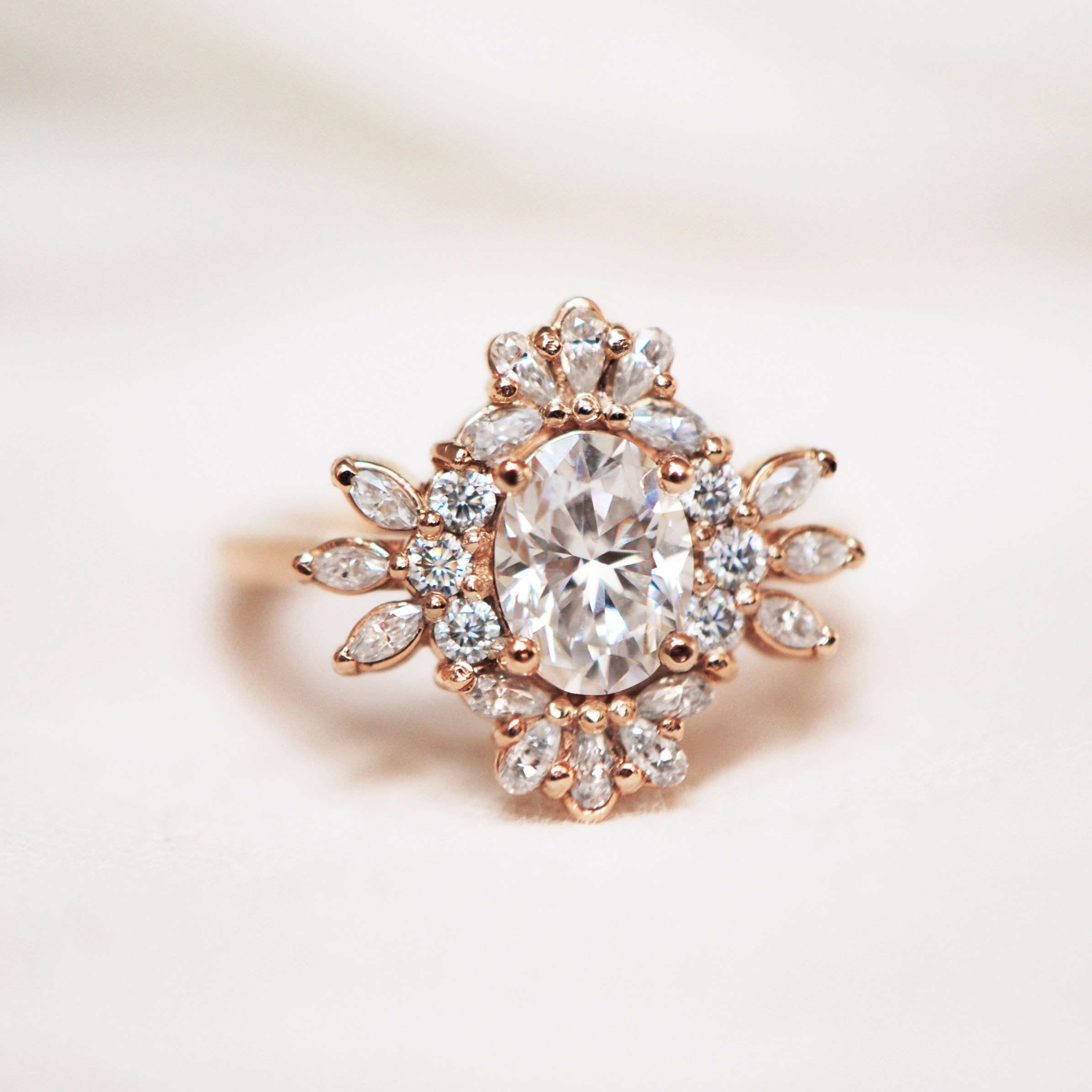 1.25 Carats Oval Shape Moissanite Vintage Engagement Ring