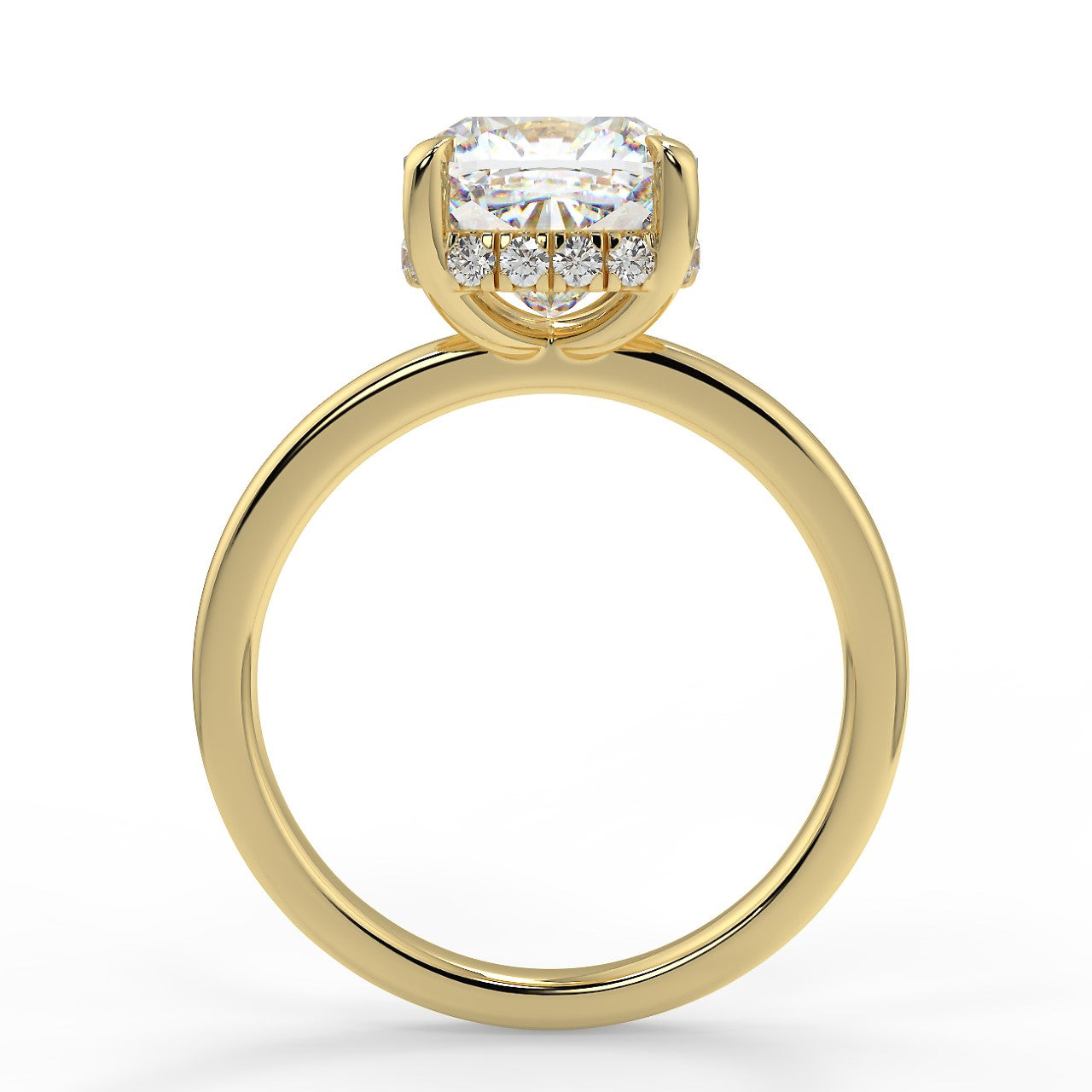 2.20 Carats Cushion Shape Moissanite Hidden Halo Engagement Ring