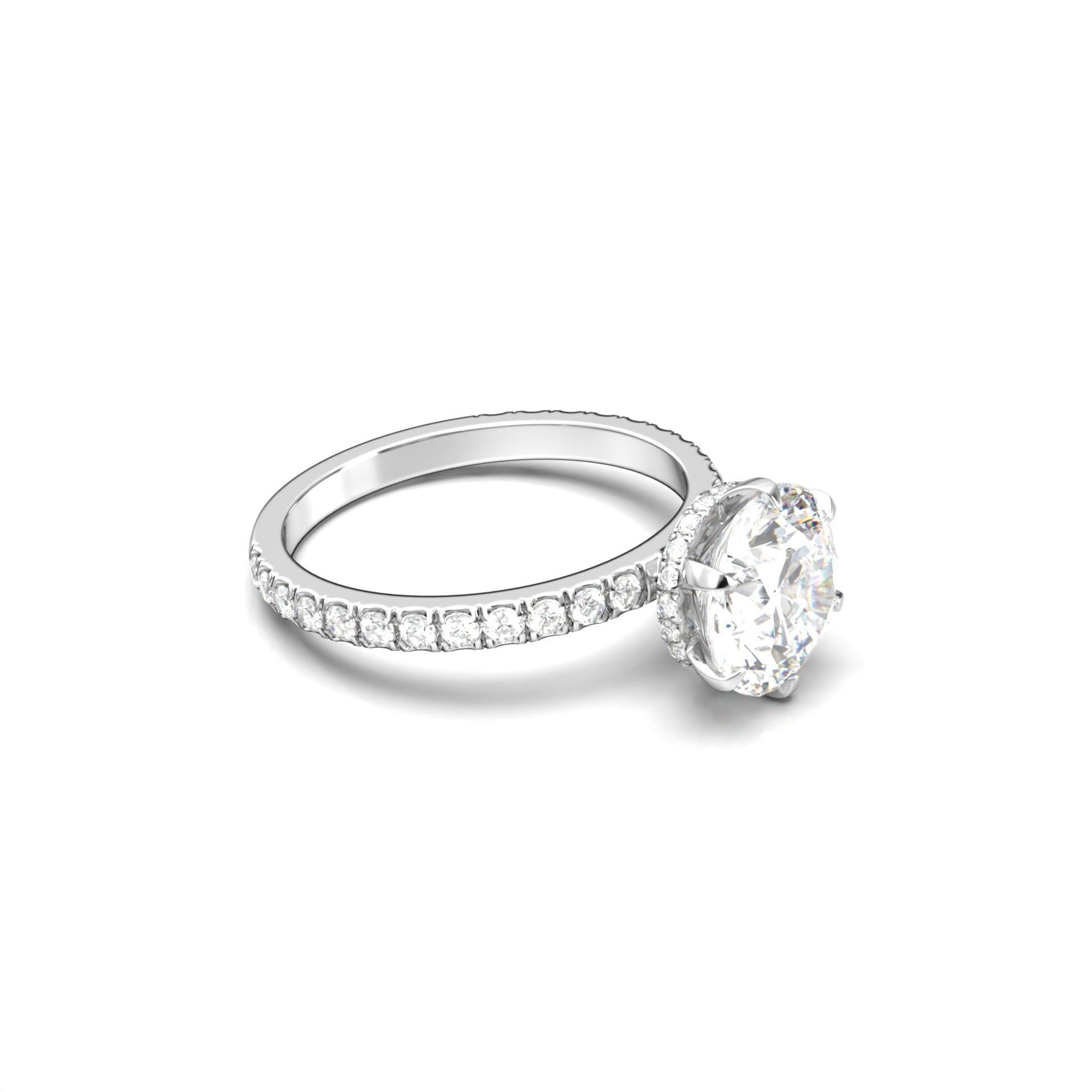 1.0 Carats Round Shape Moissanite Hidden & Halo Engagement Ring
