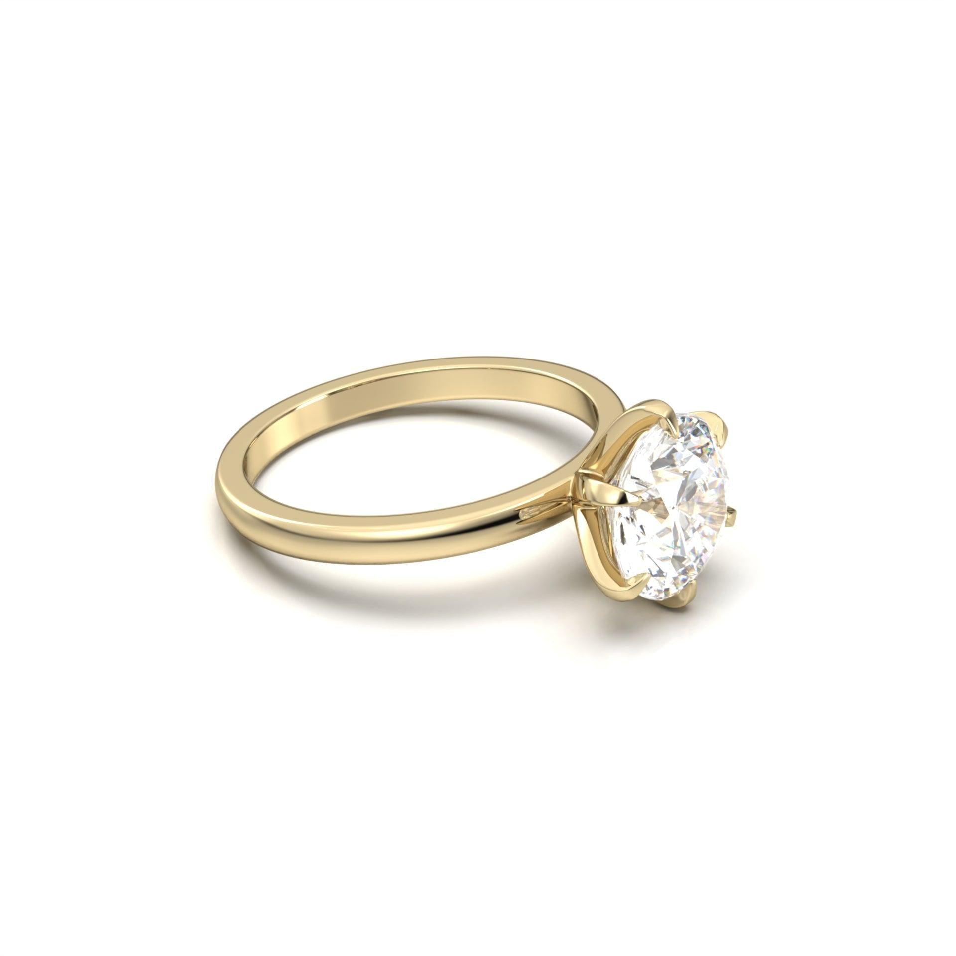 3.0 Carats Round Shape Moissanite Solitaire Engagement Ring