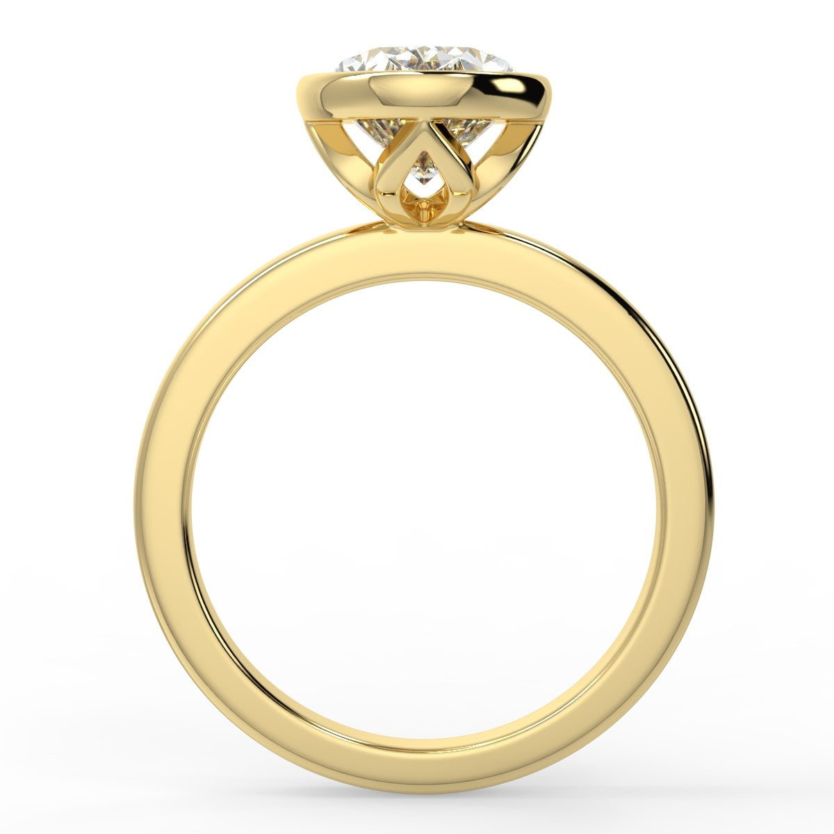 2.30 Carats Oval Shape Moissanite Bezel Solitaire Engagement Ring