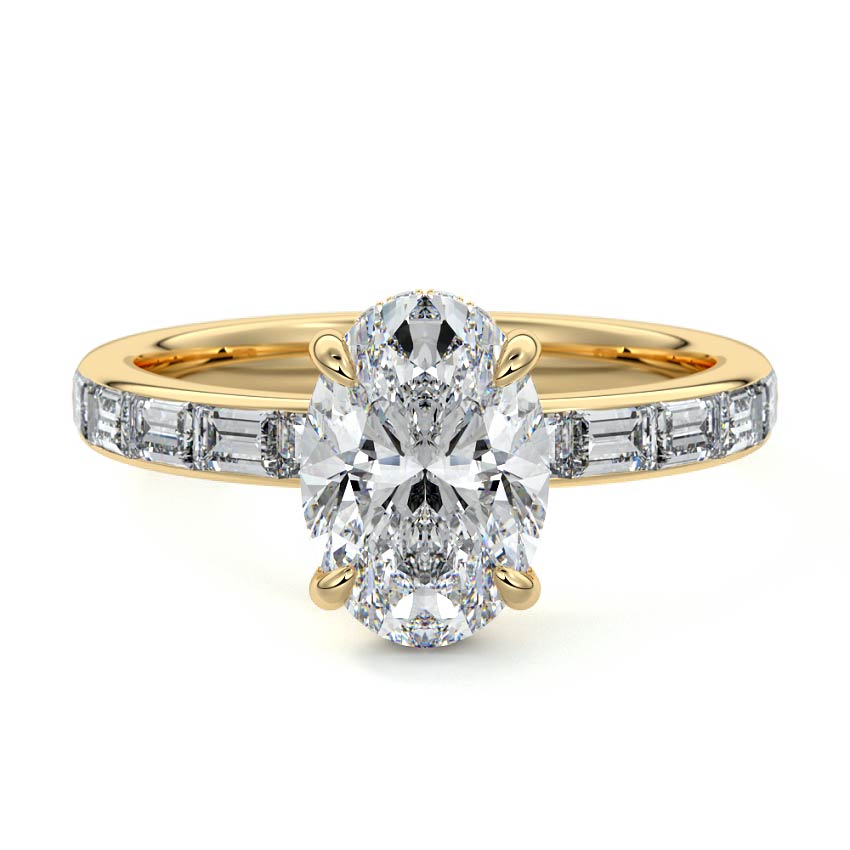 3.50 Carats Lab Grown Diamond Oval Shape E-VS1 Hidden Halo & Pave Engagement Ring
