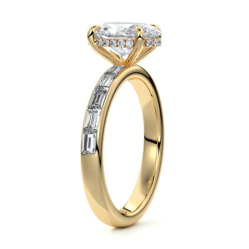3.50 Carats Lab Grown Diamond Oval Shape E-VS1 Hidden Halo & Pave Engagement Ring