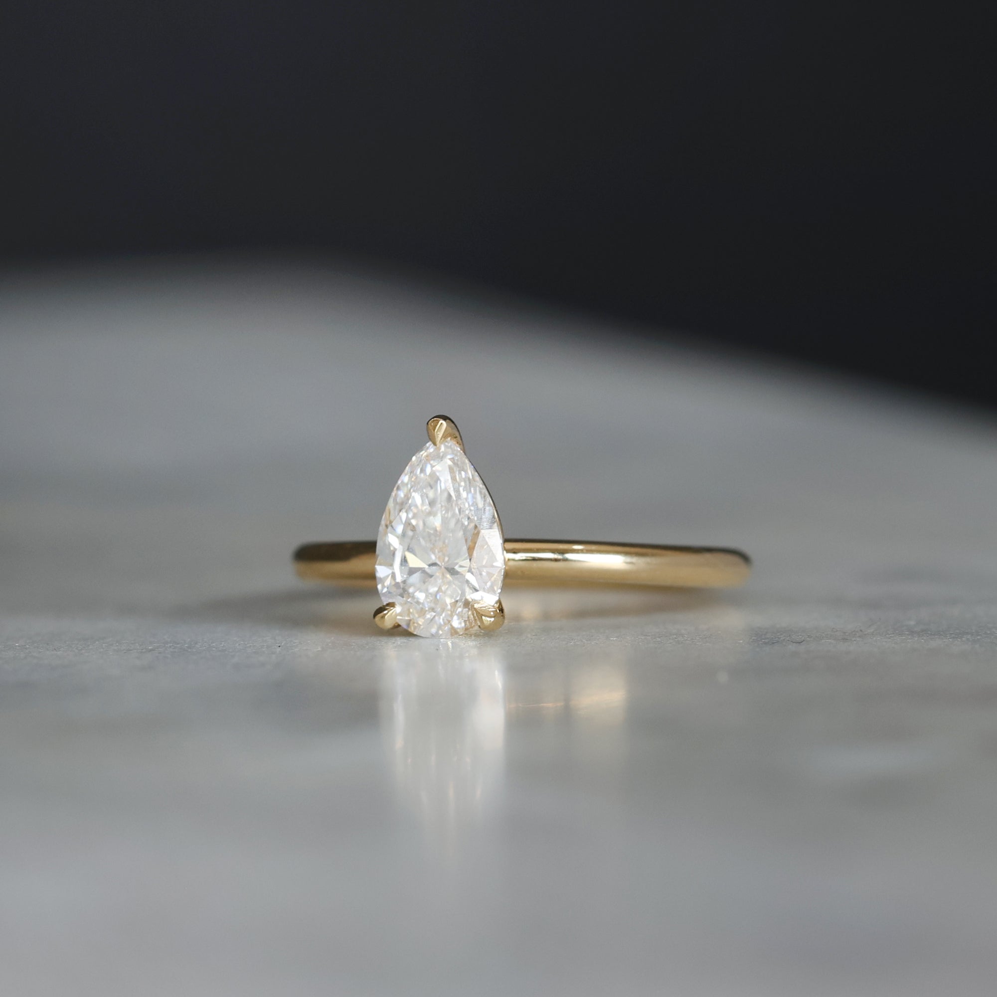 1.0 Carats Pear Shape Moissanite Solitaire Engagement Ring