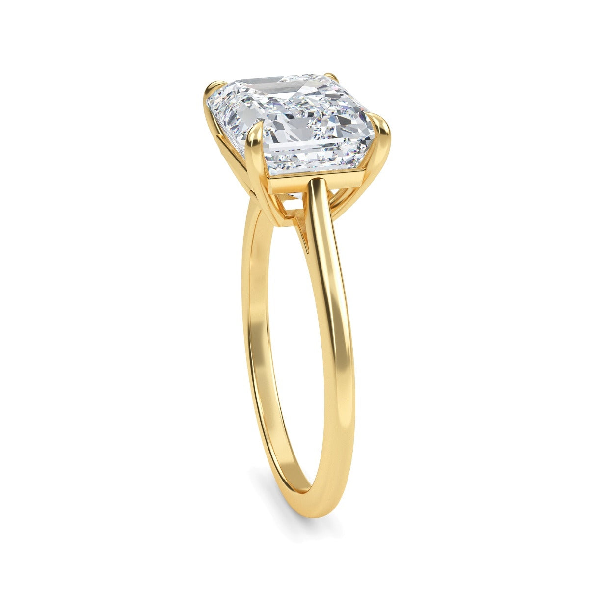 3.0 Carats East West Emerald Shape Moissanite Solitaire Engagement Ring