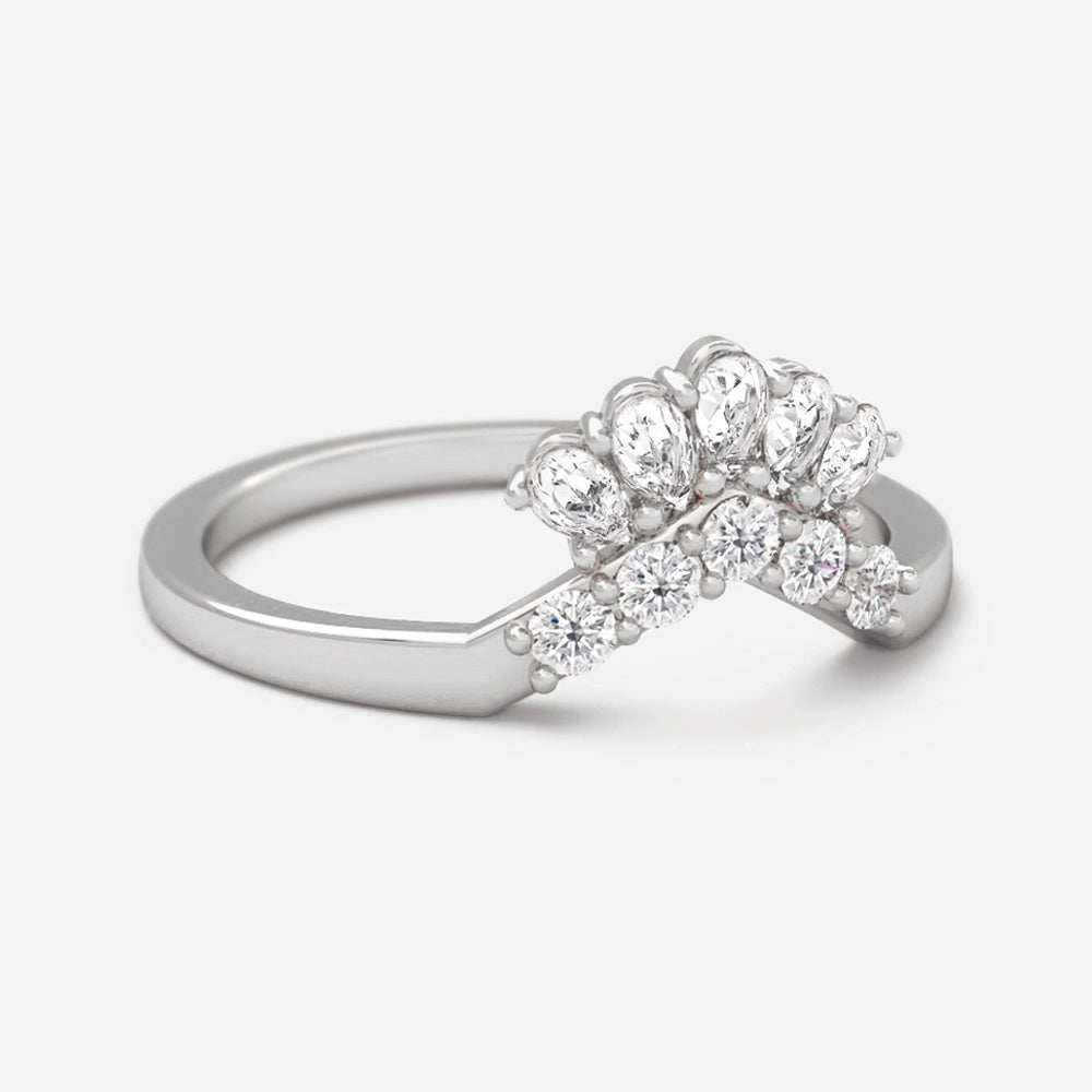 0.25 Carats Moissanite Round & Pear Shape Vintage Wedding Band