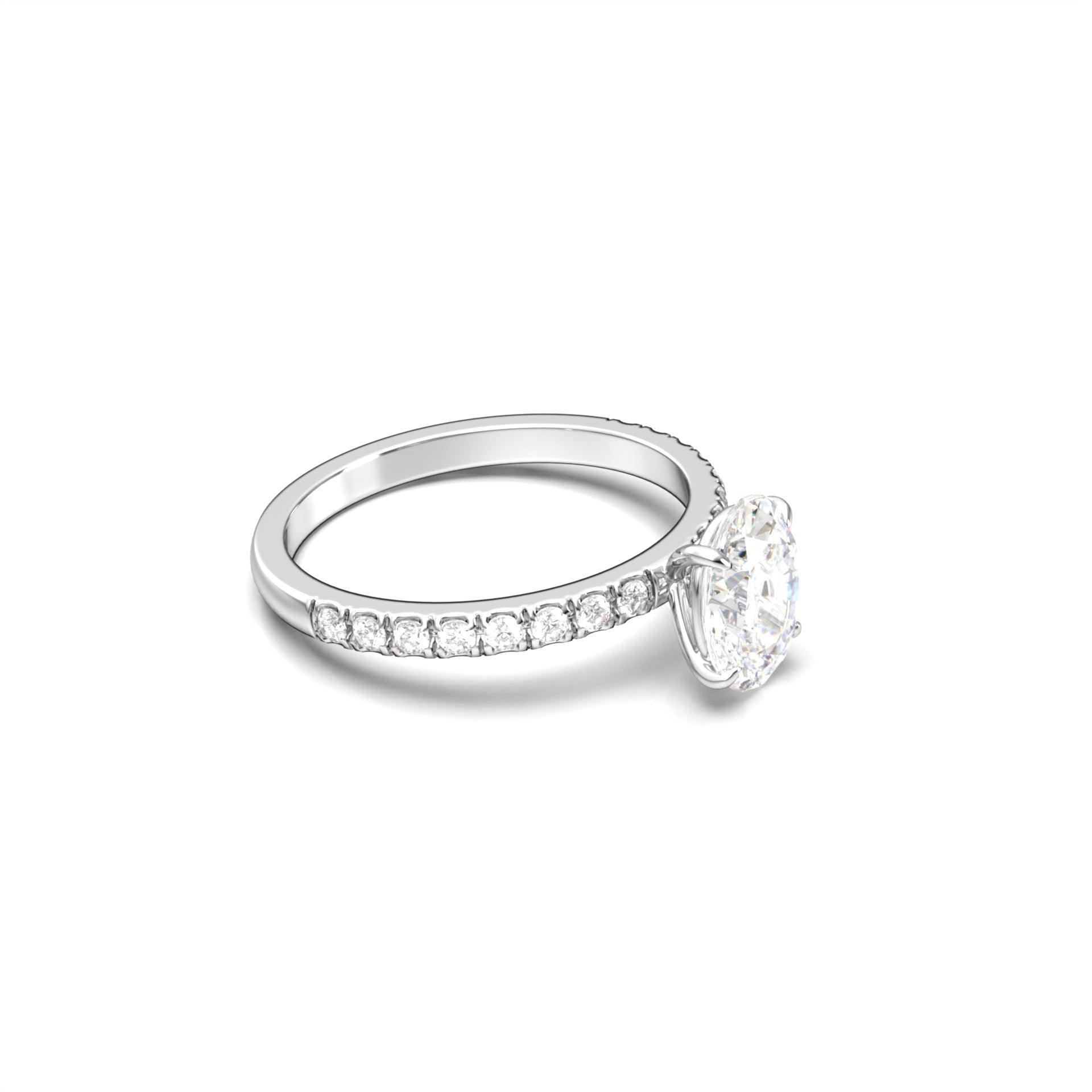 1.0 Carats Oval Shape Moissanite Pave Engagement Ring