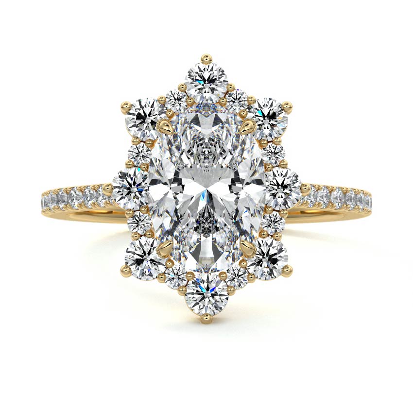 5.0 Carats Lab Grown Diamond Oval Shape E-VS1 Cluster Halo Engagement Ring