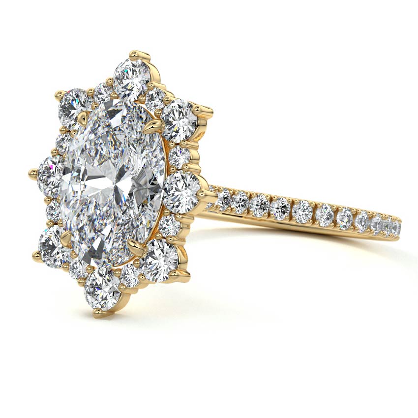 5.0 Carats Lab Grown Diamond Oval Shape E-VS1 Cluster Halo Engagement Ring