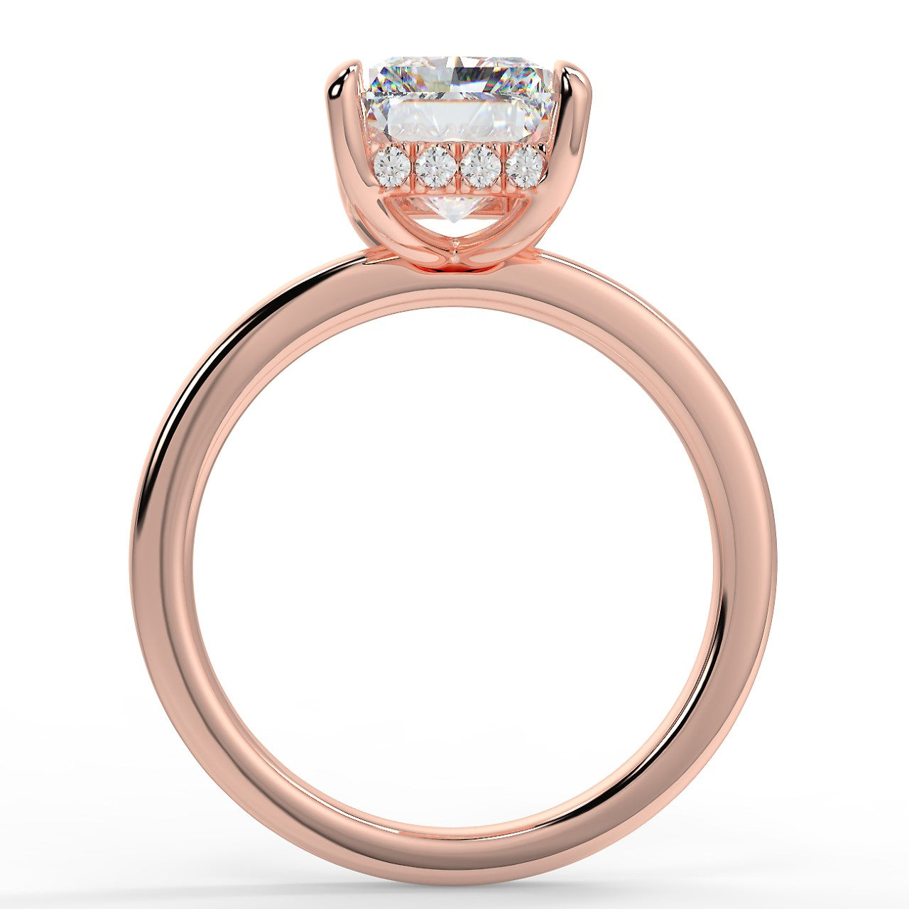3.0 Carats Radiant Shape Moissanite Hidden Halo Engagement Ring