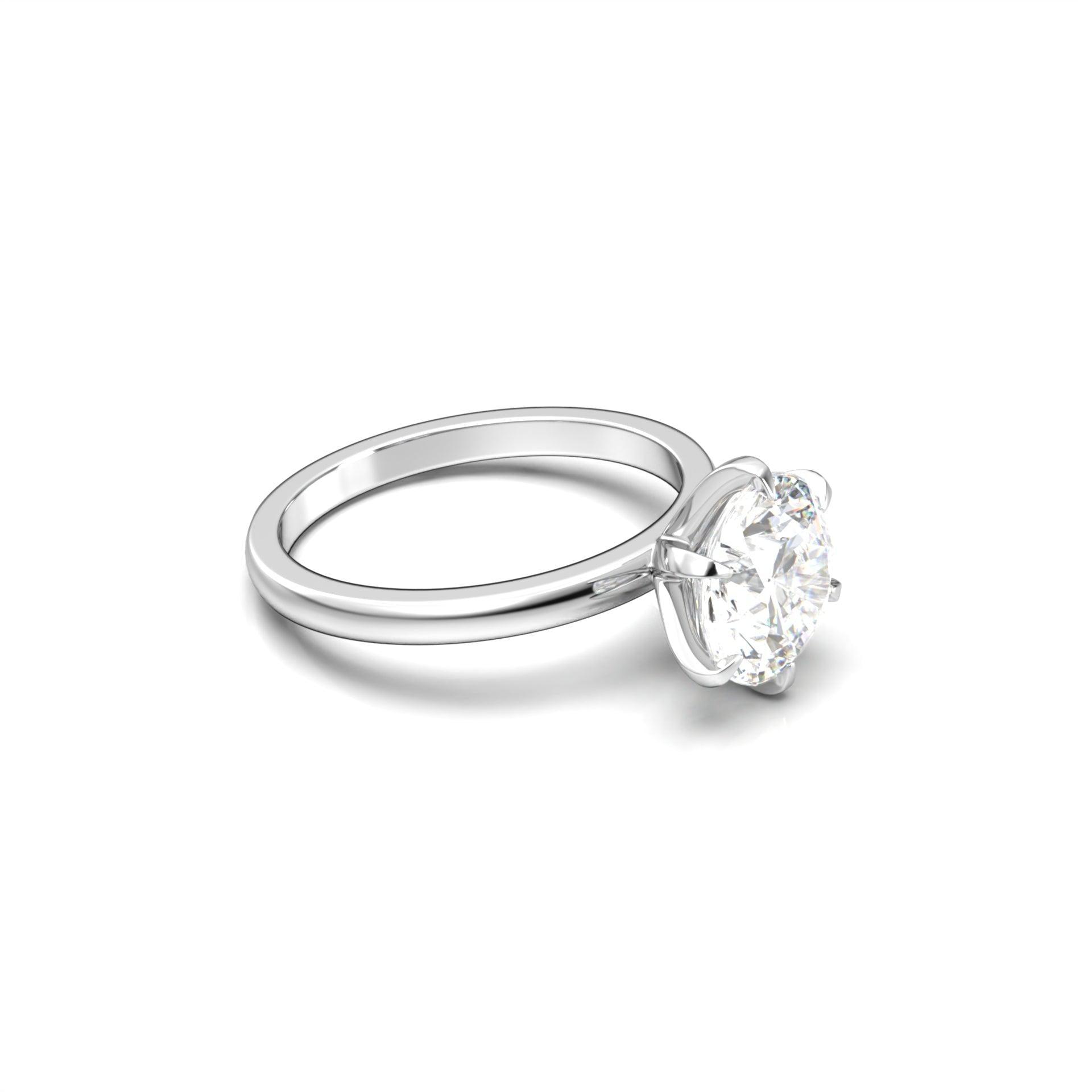 3.0 Carats Round Shape Moissanite Solitaire Engagement Ring