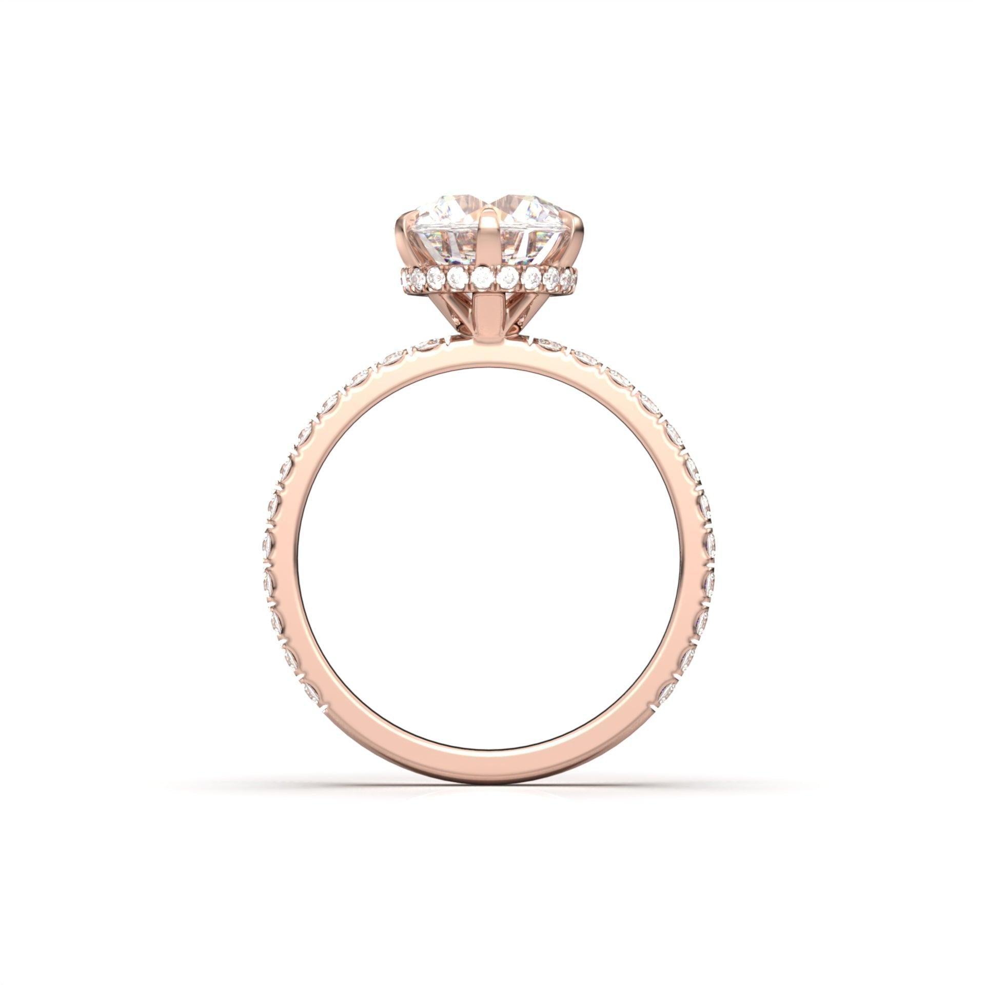 1.0 Carats Round Shape Moissanite Hidden & Halo Engagement Ring
