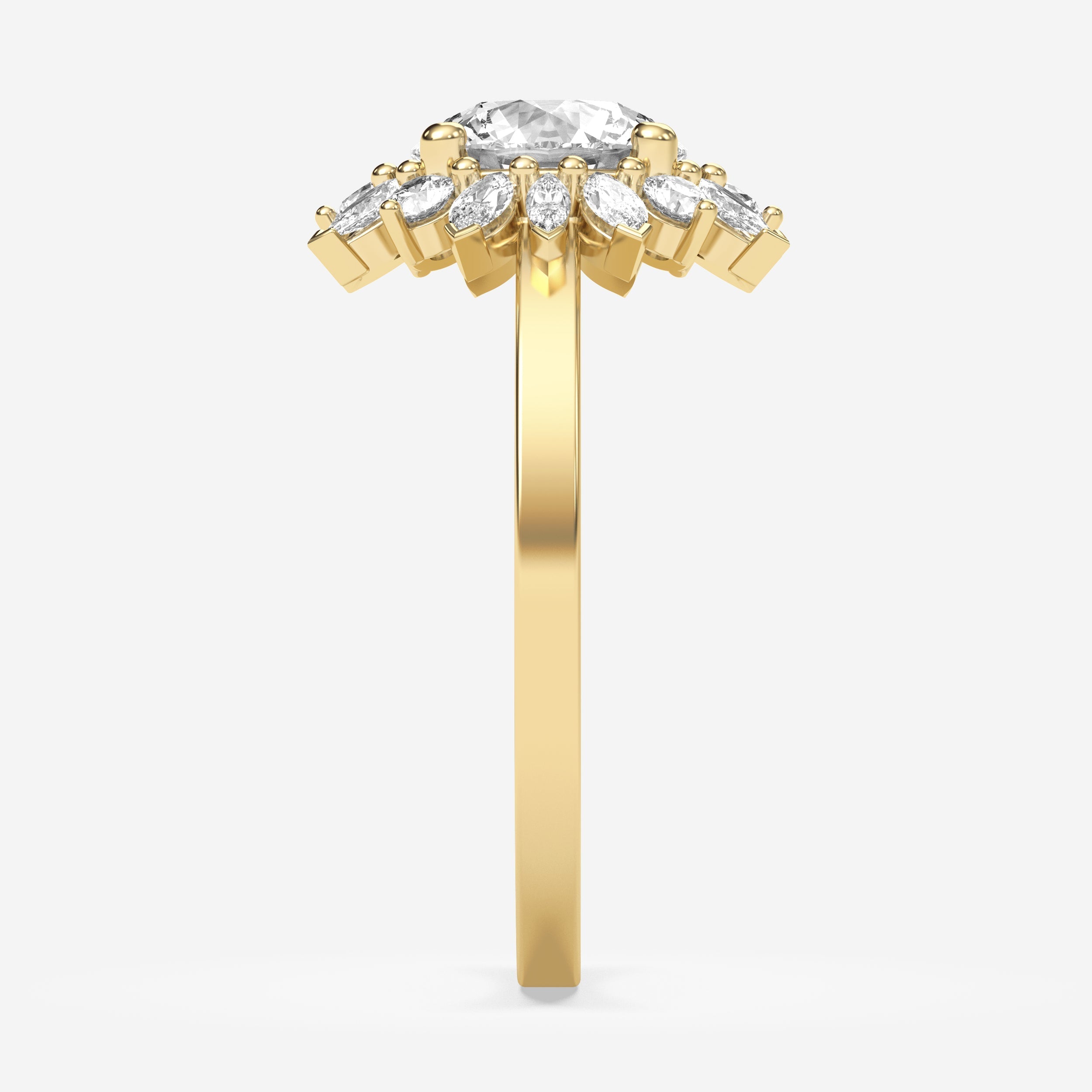 1.50 Carats Round Shape Moissanite Halo Engagement Ring