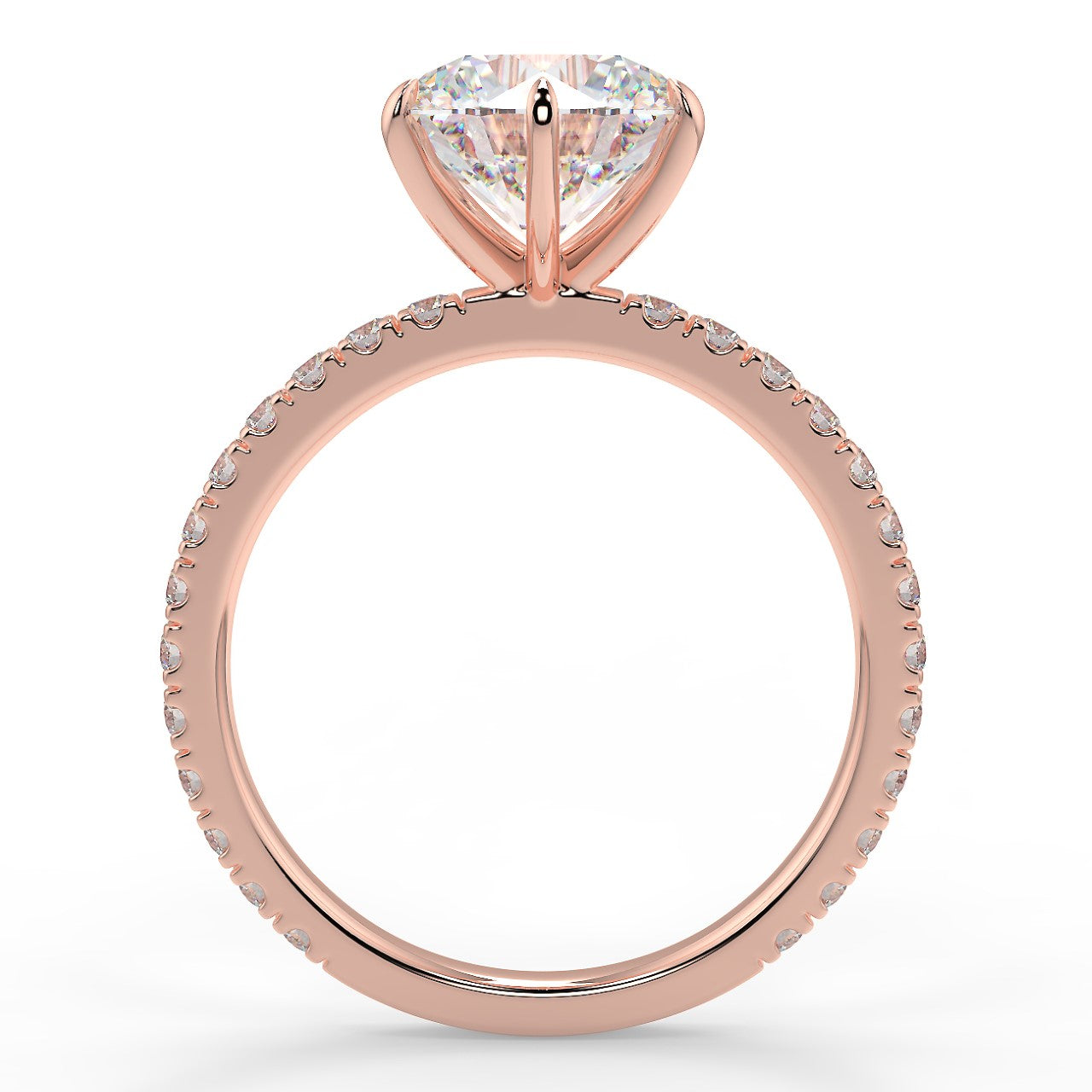 2.50 Carats Round Shape Moissanite Hidden Halo & Pave Stone Engagement Ring
