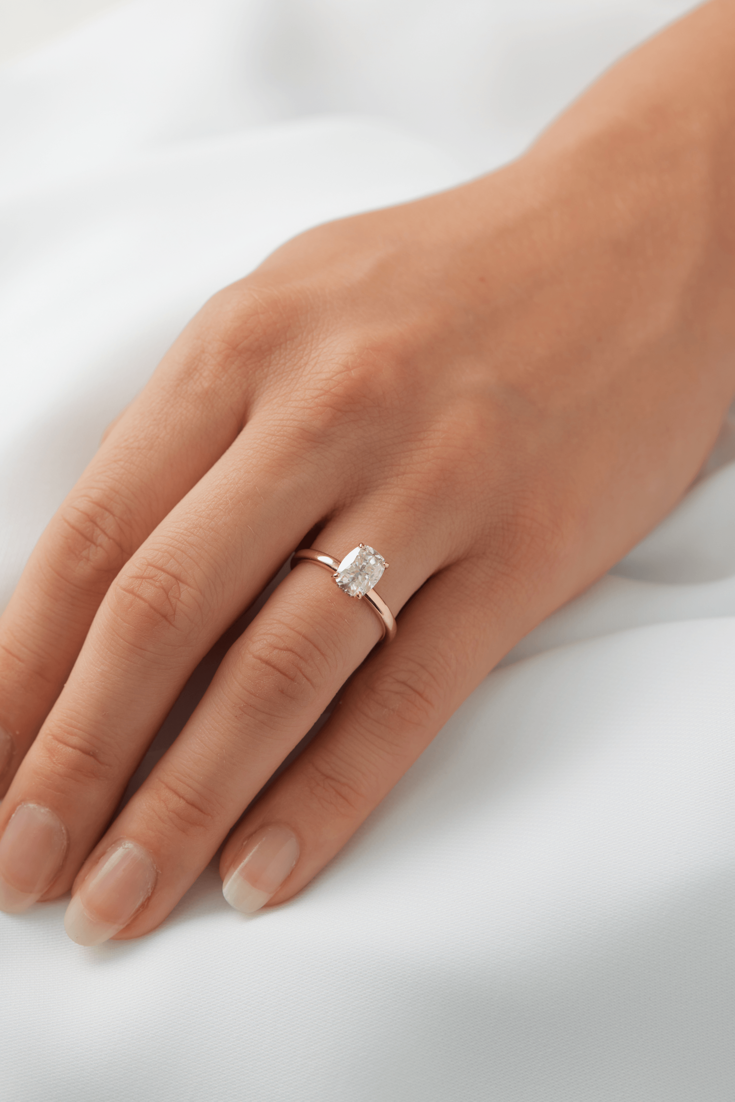 1.25 Carats Elongated Cushion Shape Moissanite Hidden Halo Engagement Ring