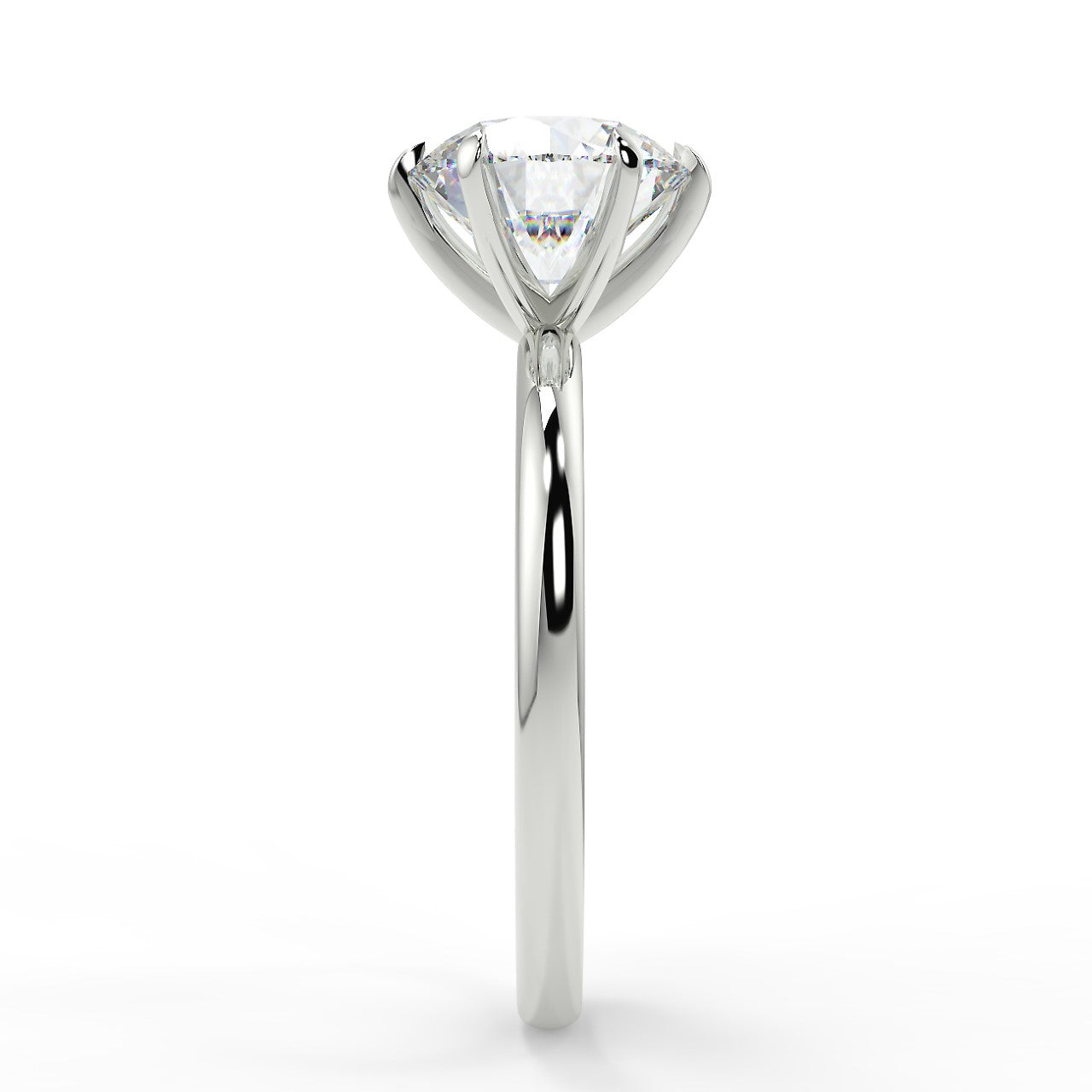 2.0 Carats Round Shape Moissanite Solitaire Engagement Ring