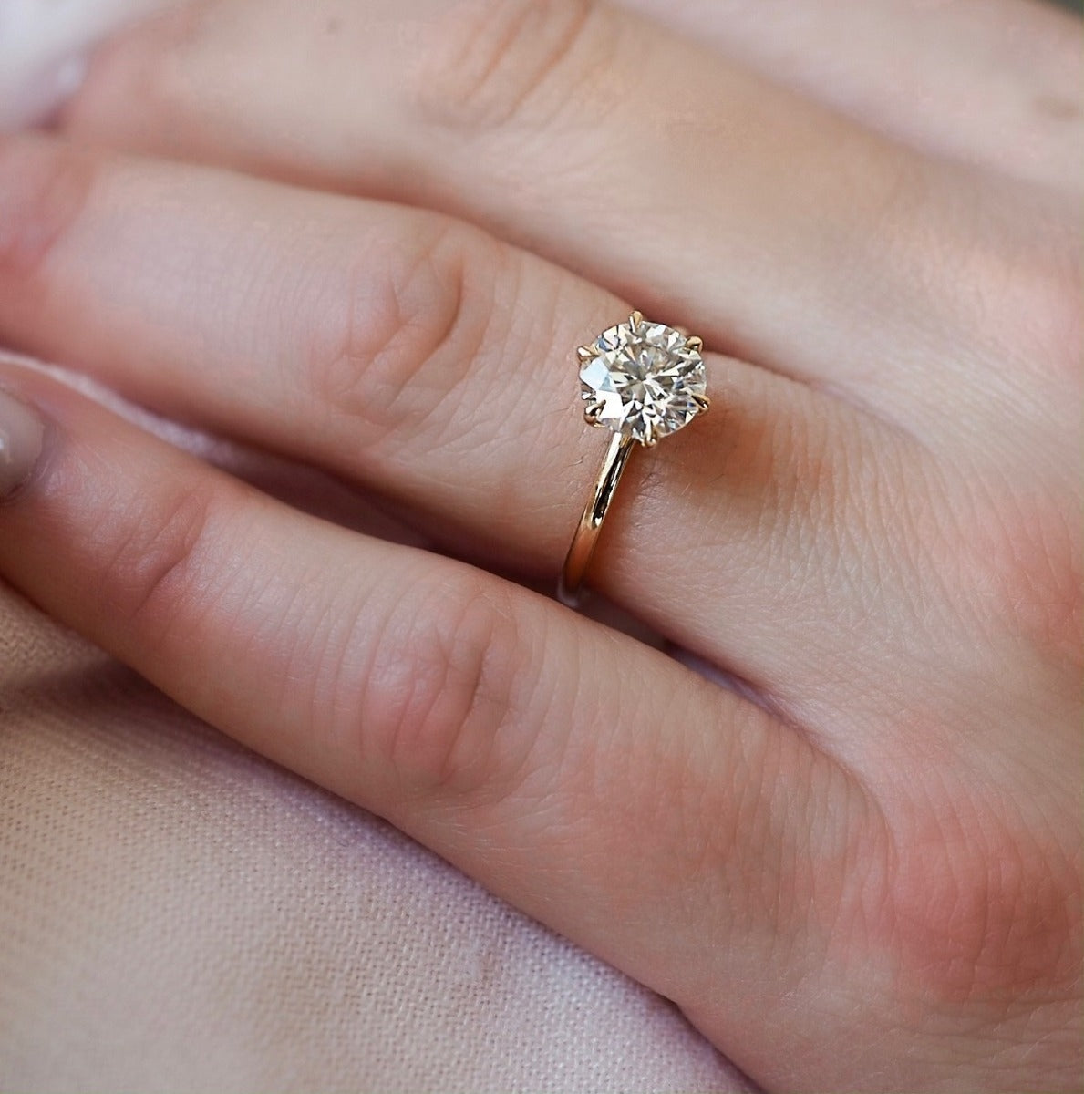 1.50 Carats Round Shape Moissanite Solitaire Engagement Ring
