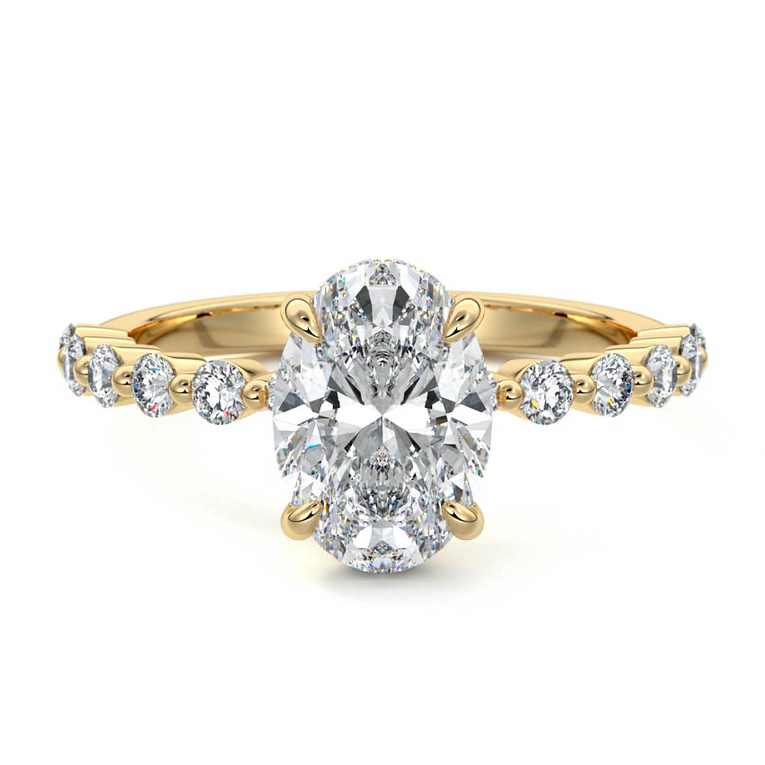 2.50 Carats Lab Grown Diamond Oval Shape E-VS1 Hidden Halo & Pave Engagement Ring